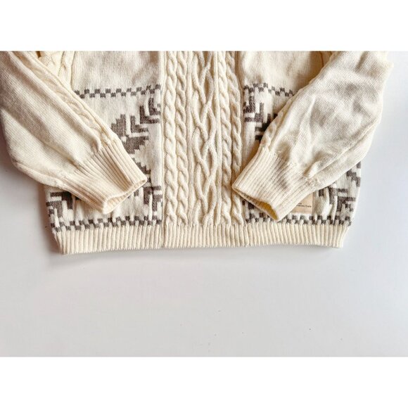 DALE OF NORWAY Karmoy Ivory 100% Wool Cable Knit Snowflake Sweater, Size S - Picture 9 of 15